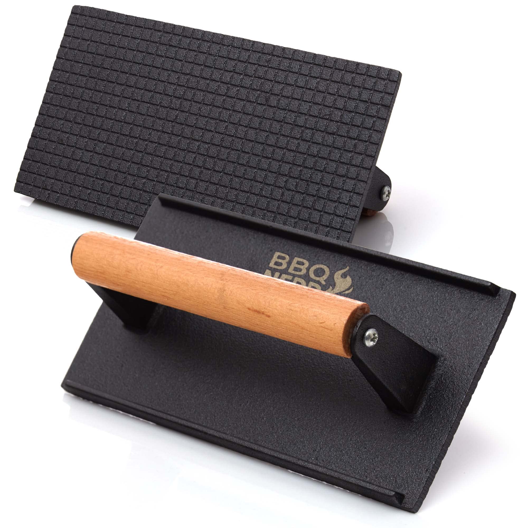 Zourglow Smash Burger Press 6,3 Pollici + Batticarne Affilato in Acciaio Inox con 48 Punte, Set Pressa per Hamburger, per Barbecue, Griglia, Bistecche, Pancetta, Toast
