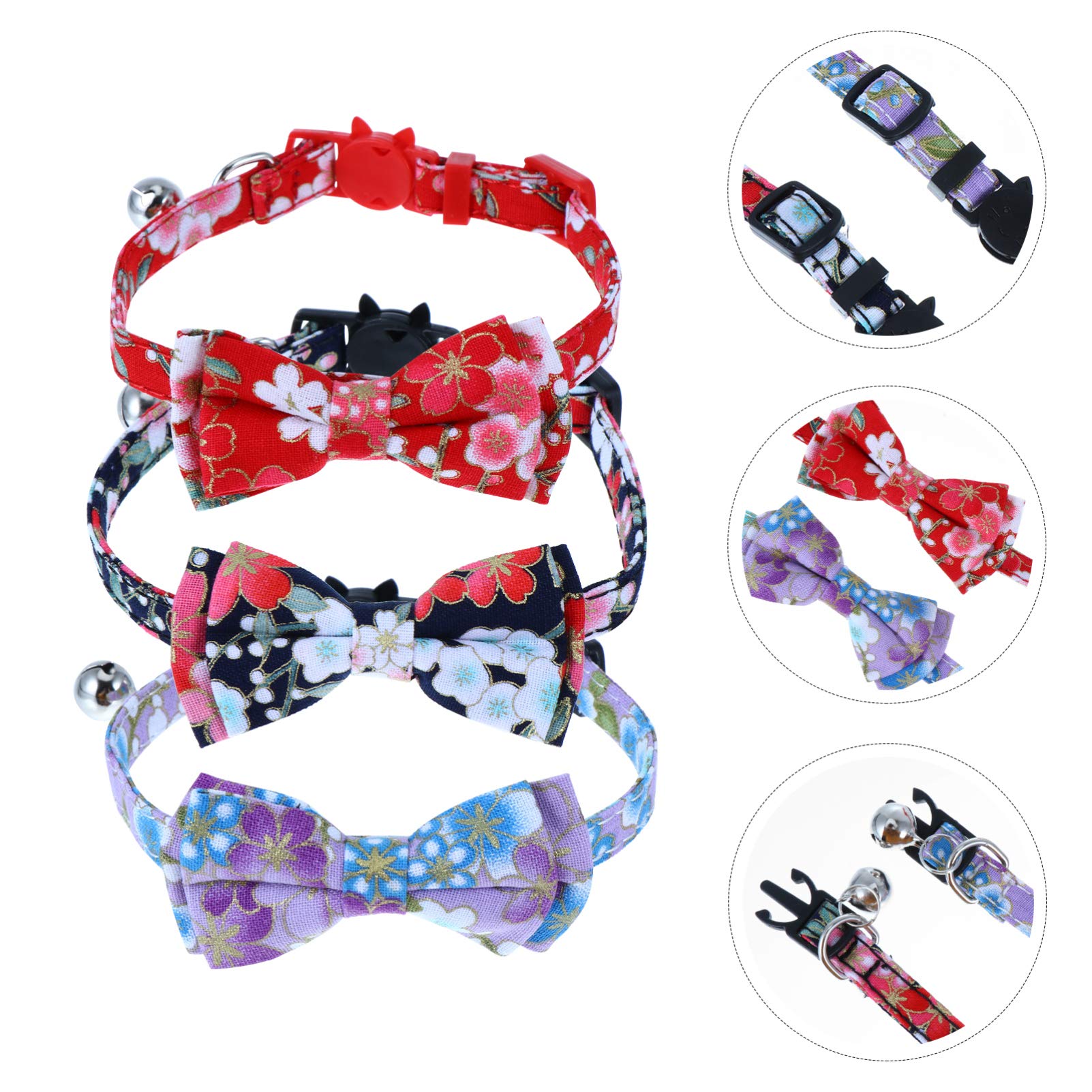 Supvox 9stücke Katzenhalsband Mit Glöckchen Und Schleifen Verstellbar Atmungsaktives Design Bunte Farben Für Süße Und Auffällige Erscheinung Ihres