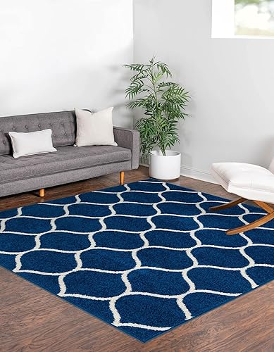 Miniatura 468 de Rugs.com Lattice Frieze Collection Alfombra – 4 x 6 pies, alfombra mediana negra perfecta para salas de estar, comedores grandes, planos abiertos