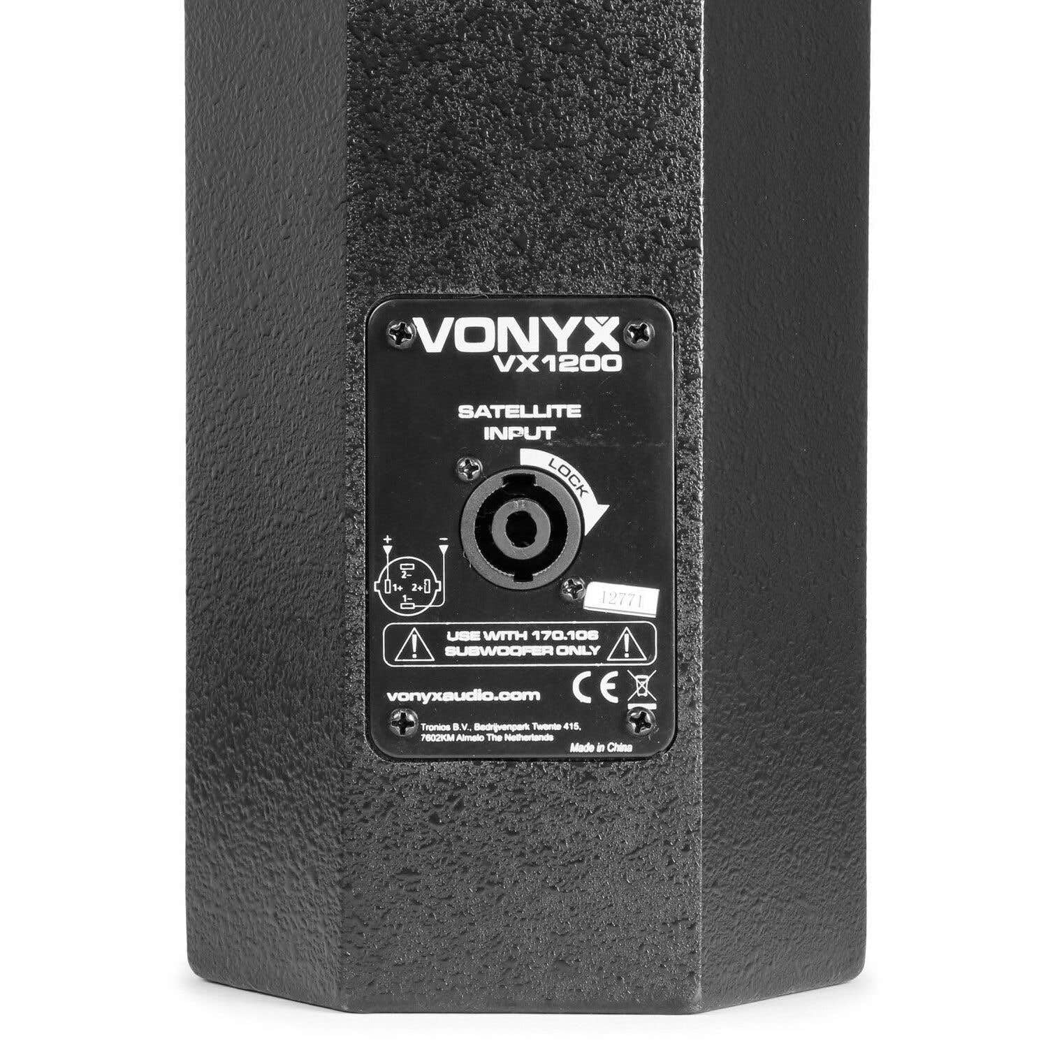 Vonyx VX1200 – Pack de 2 Unidades – Sistema de Sonido Activo 2 vías 750W con subwoofer 12”, Column Array, entradas XLR y RCA, Equipo de Sonido Profesional Plug and Play para Eventos y DJ, Color Negro