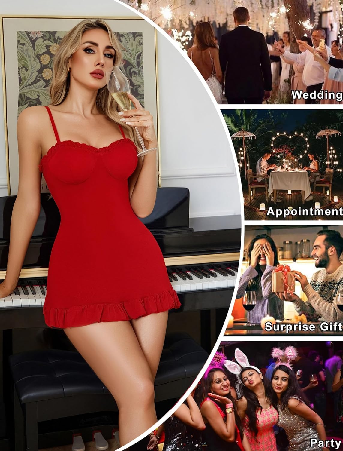 Avidlove Lingerie for Women Sexy Nightgown Babydoll Sleepwear Dress Ruffle Full Slip Modal Bodycon Chemise Nighties S-XXL - Image 5