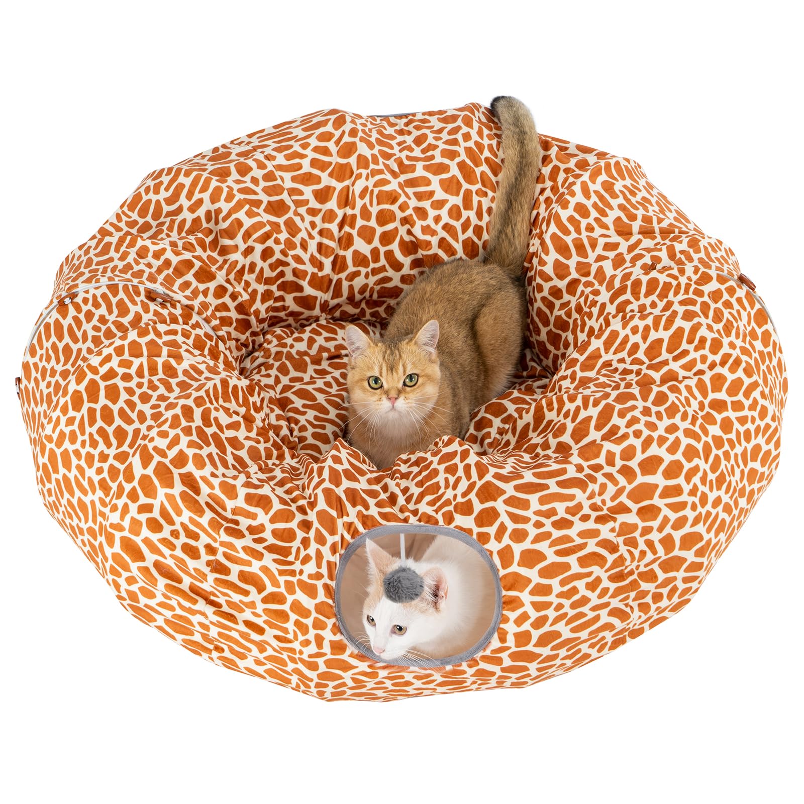 Avont Lit tunnel pour chat avec coussin central lavable – Grand tunnel pour chat – 3 formes pour jouer pour l'intérieur, chats, chatons, chiots, furets, lit rond en peluche moelleux avec tunnels –