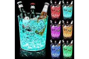 6 Pcs Clear Plastic Ice Bucket 12 LED Light Up Ice Cube