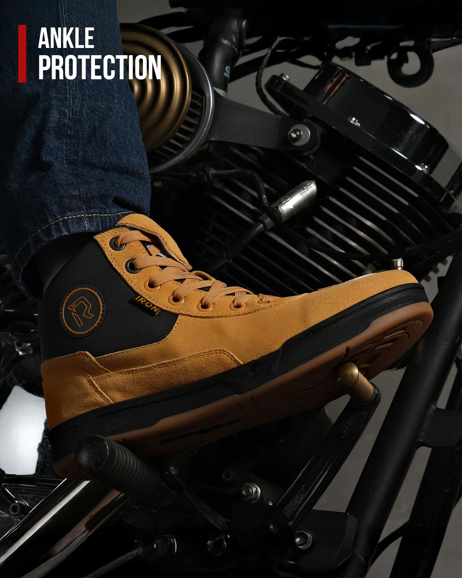 IRON JIA'S Chaussures Moto Bottes Moto Hommes, Adaptées à Toutes Les Saisons Imperméables Antidérapantes Respirantes à la Mode et Cnfortables Noir