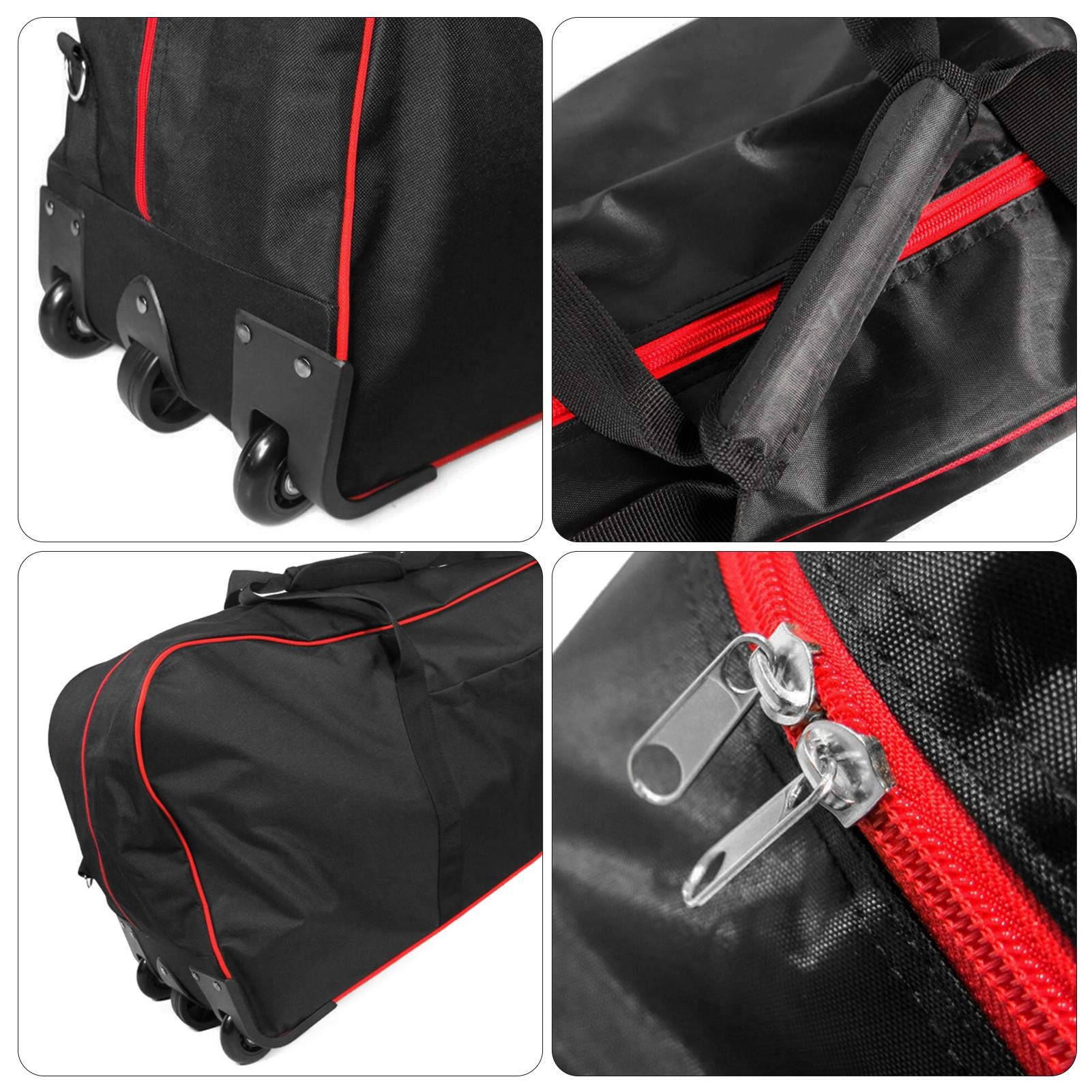 Sac De Transport Pliable pour Scooter, Sac De Rangement Étanche Rayures pour Scooter, Sac À Dos De Transport pour Scooters À Équilibrage Automatique De 10" et Deux Roues Noir-Rouge