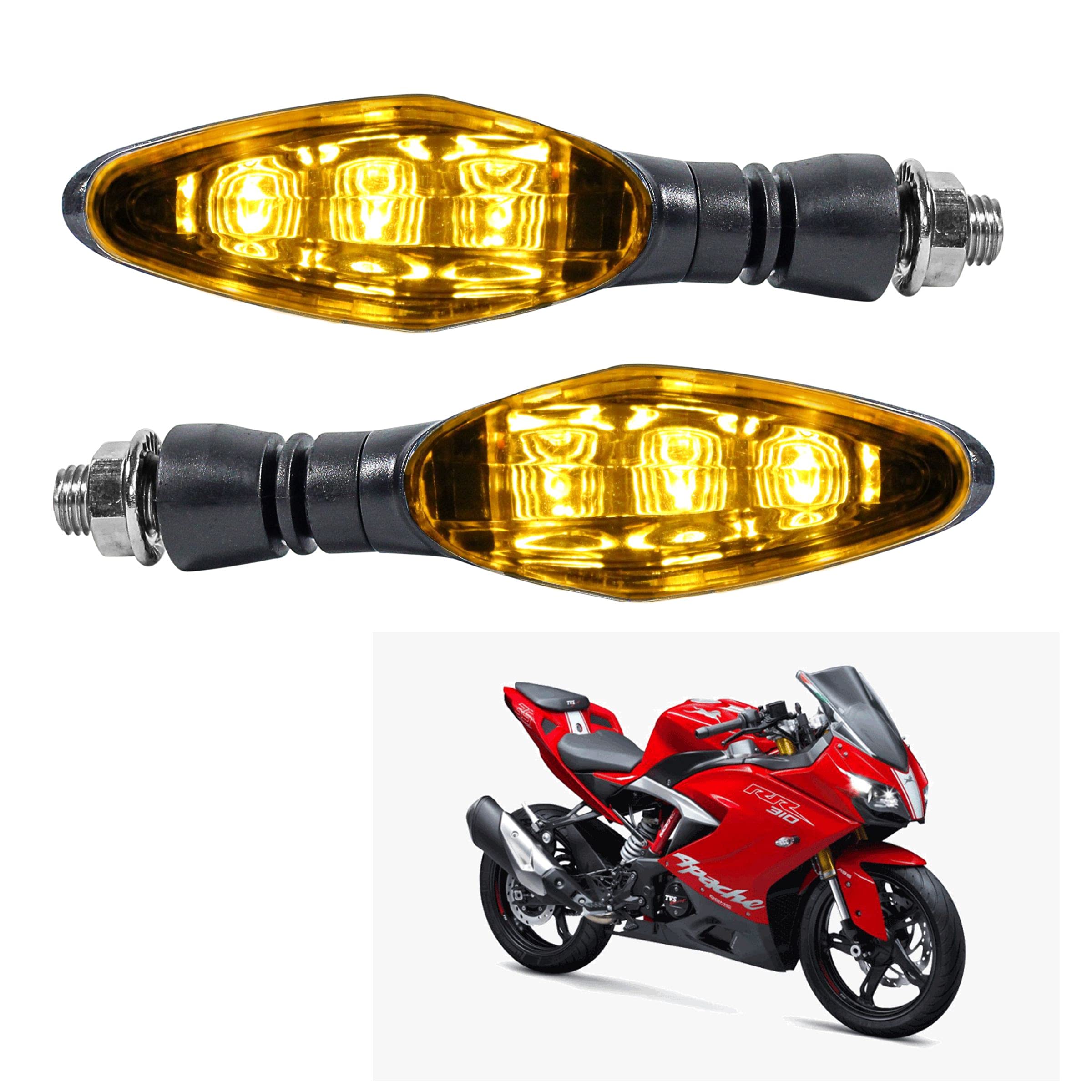 Asryd Universal Motorcycle Bright LED Amber Turn Signal Light Indicator Brake Lamps For TVS Apache RR310 (2.Pcs Amber Color Indicator)-image-42