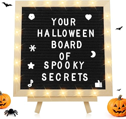 Tablero de letras con luz degradado con luces LED, tablero de mensajes intercambiables de fieltro de 10 x 10 pulgadas con marco romántico, letras