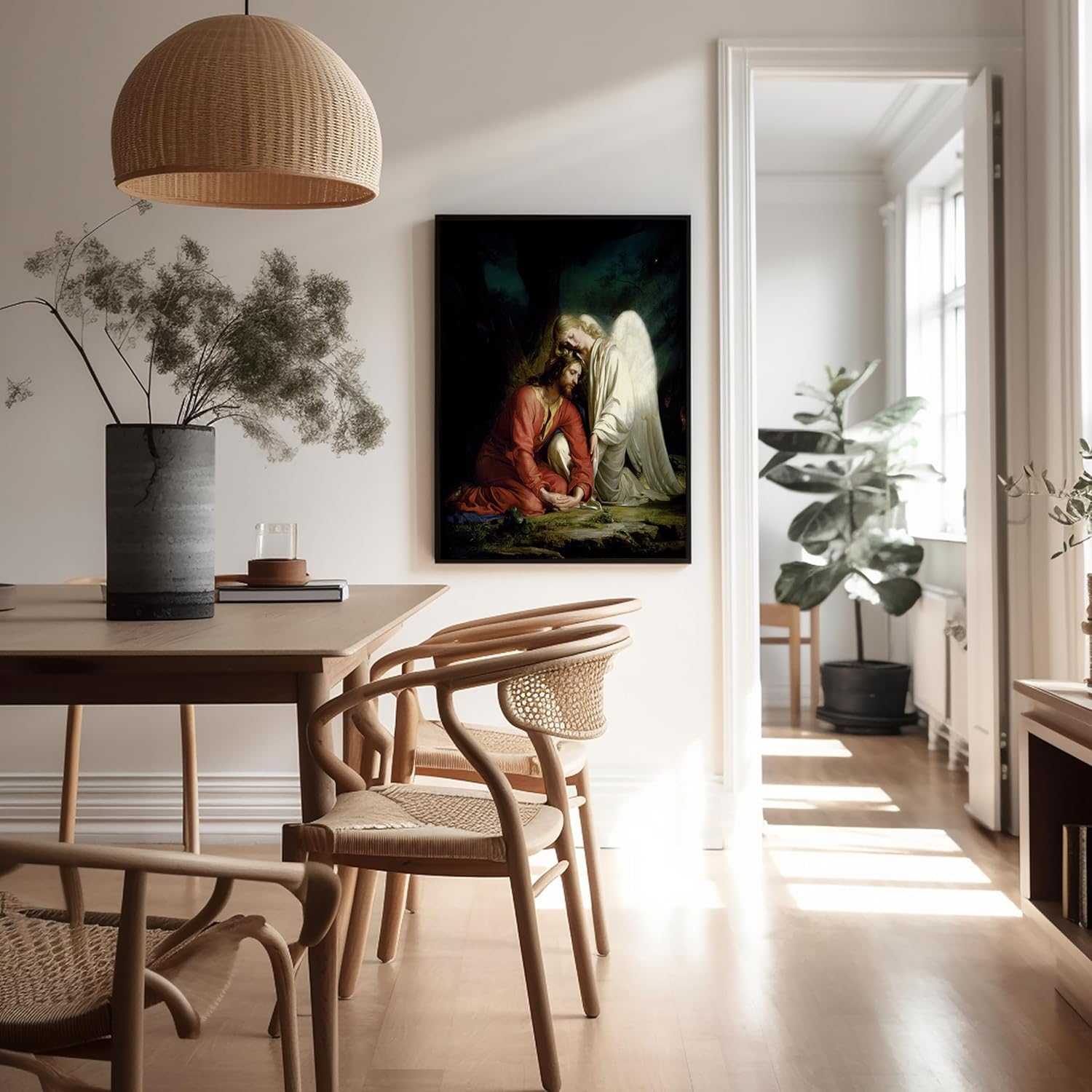 Poster Master Vintage Carl Bloch Poster - Retro Christian Print - Gift for Artist, Friend - Jesus Comforted by Angel, Gethsemane, Religious - Wall Decor for Home, Office, 24x32 Unframed Wall Art