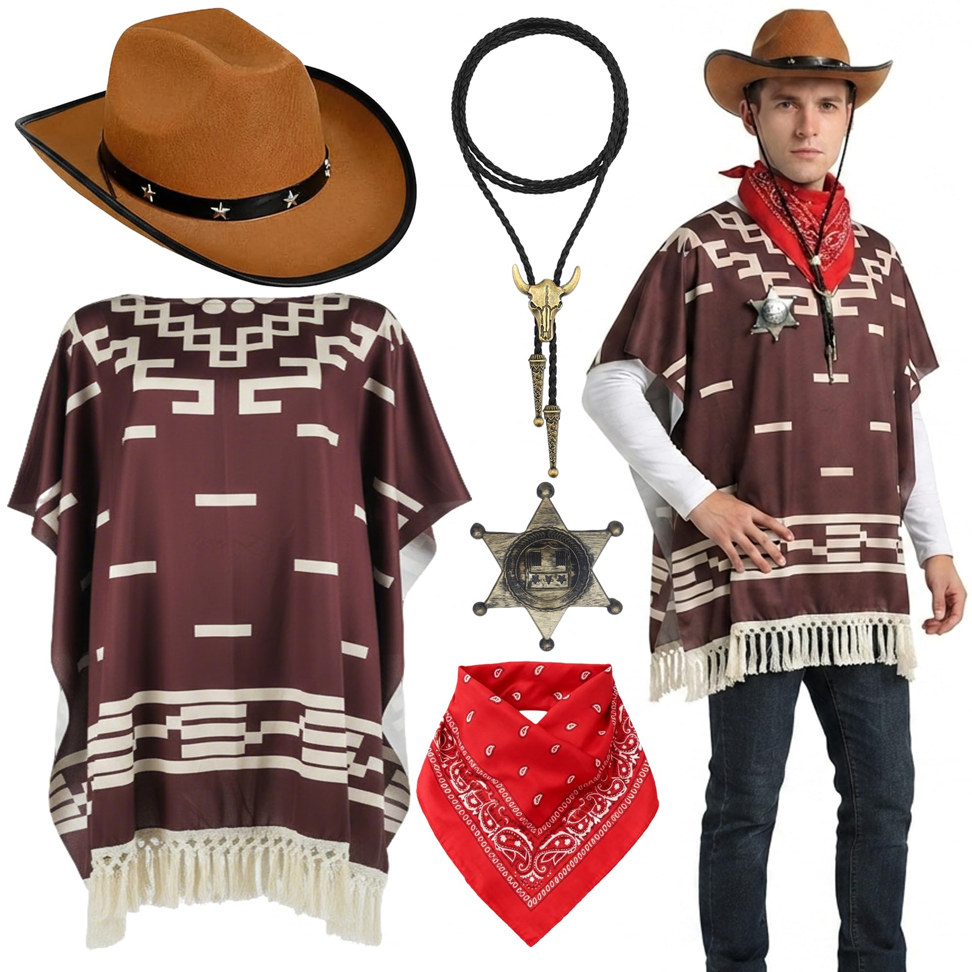Fictoria Western Cowboy Costume Accessories Wild West Fancy Dress Outfit
