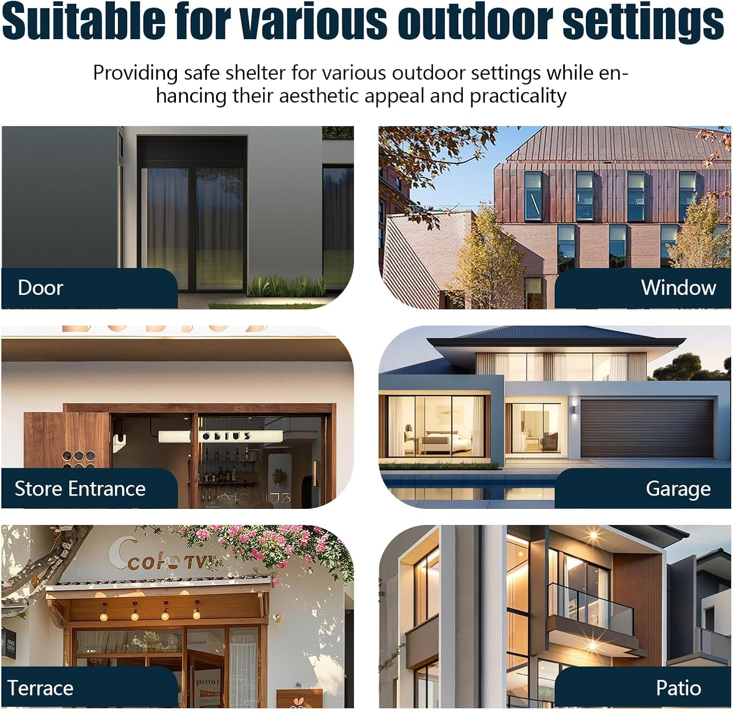 Awning for Outside, 32x60 UV-Resistant Rain and Snow-Proof House Overhang Canopy, Polycarbonate Door Awnings Exterior for Outdoor Patio, Porch, Deck, Window