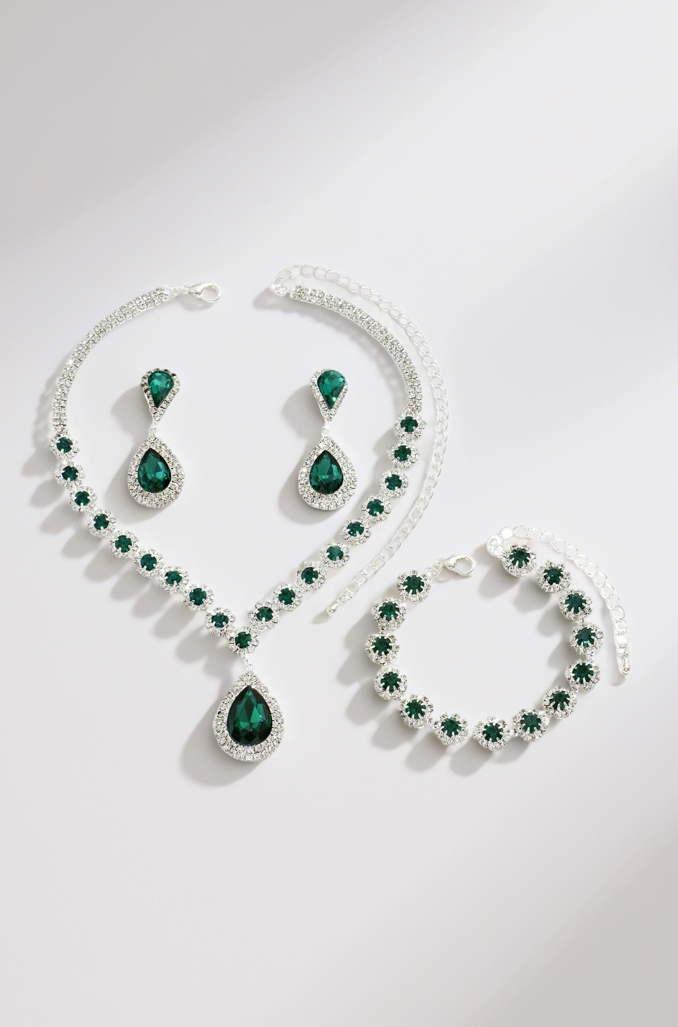 Necklace Jewellery Set for Women Latest Stylish Fancy Earrings Bracelet Combo Valentine Gift for Girlfriend Girls (16043s) (Green)