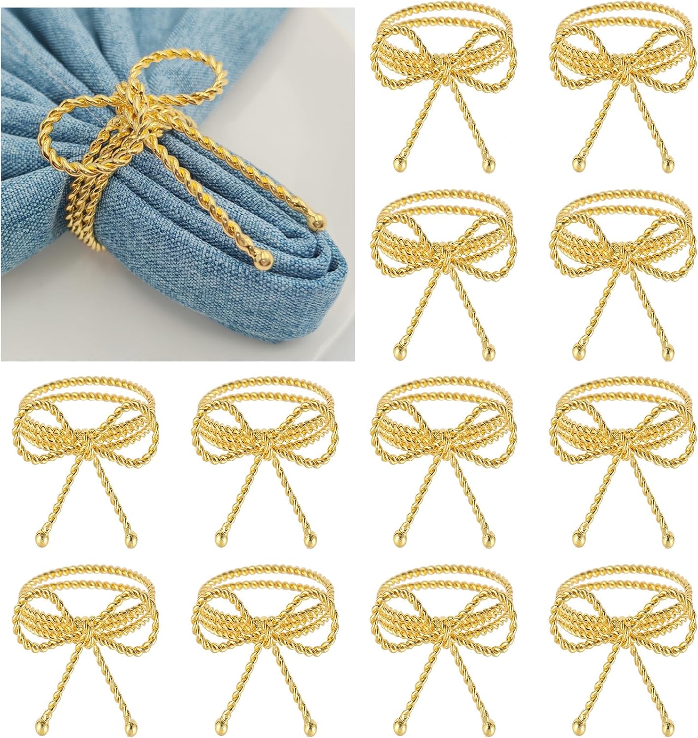 Bronze Napkin Rings Set of 12, Premium Meander Napkin Rings Bulk, Greek Key Napkin Ring Bronze Alloy Holders for Dinner Party,Banquets,Easter,Thanksgiving, Holiday Table Settings Decor(Meandros 12)