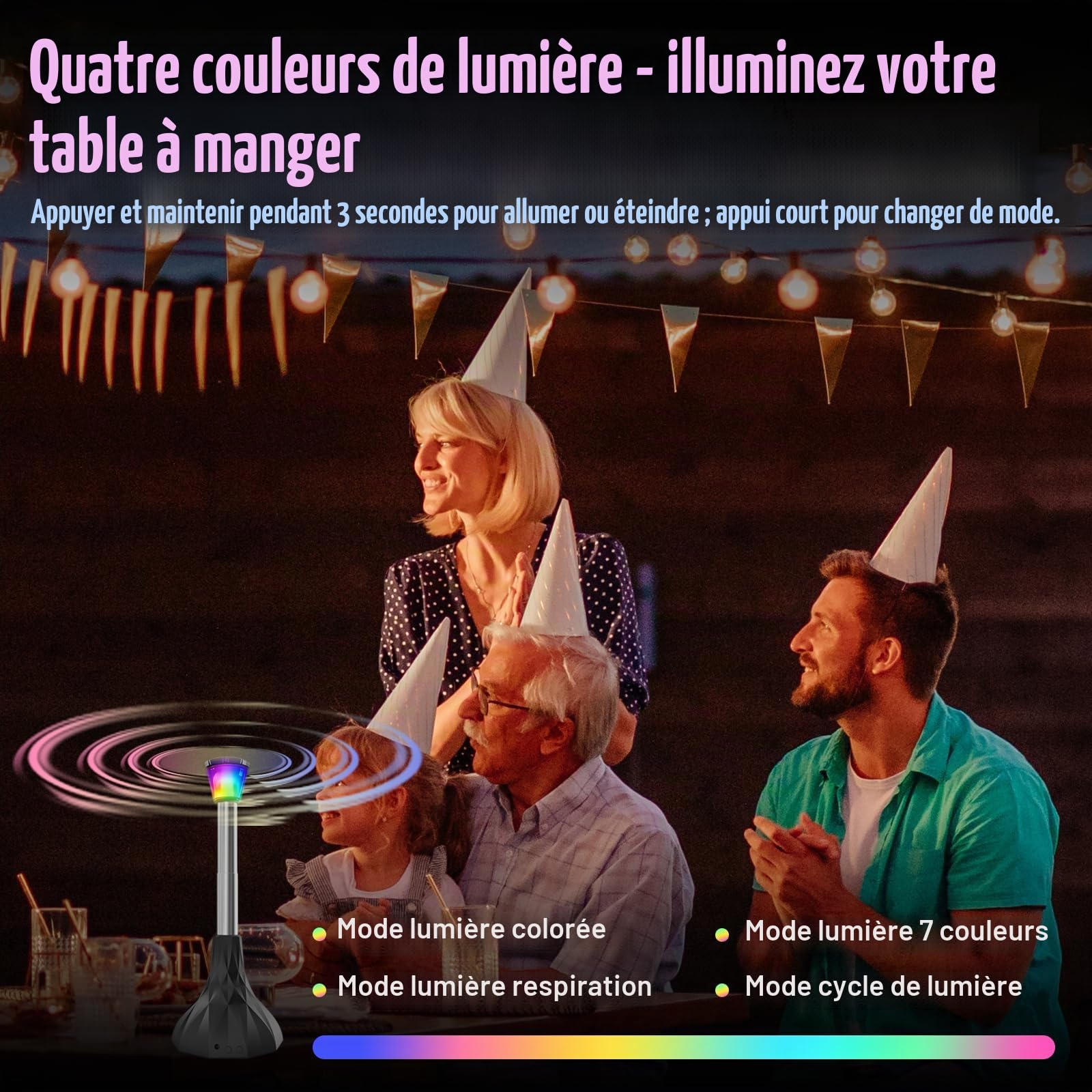4 PCS Ventilateur Anti Moucherons Plié et Suspendu, Répulsif mouches de table par USB ou Batterie pour Intérieurs Extérieurs, Camping, Pique-Nique, Barbecue, Jardin-Aucun Produit Chimique Nécessaire