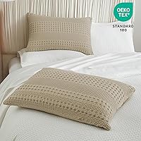 Vista 166 de PHF Fundas de almohada 100% algodón con tejido de gofre de 24 x 24 pulgadas, paquete de 2 fundas cuadradas para decoración elegante del hogar, sin