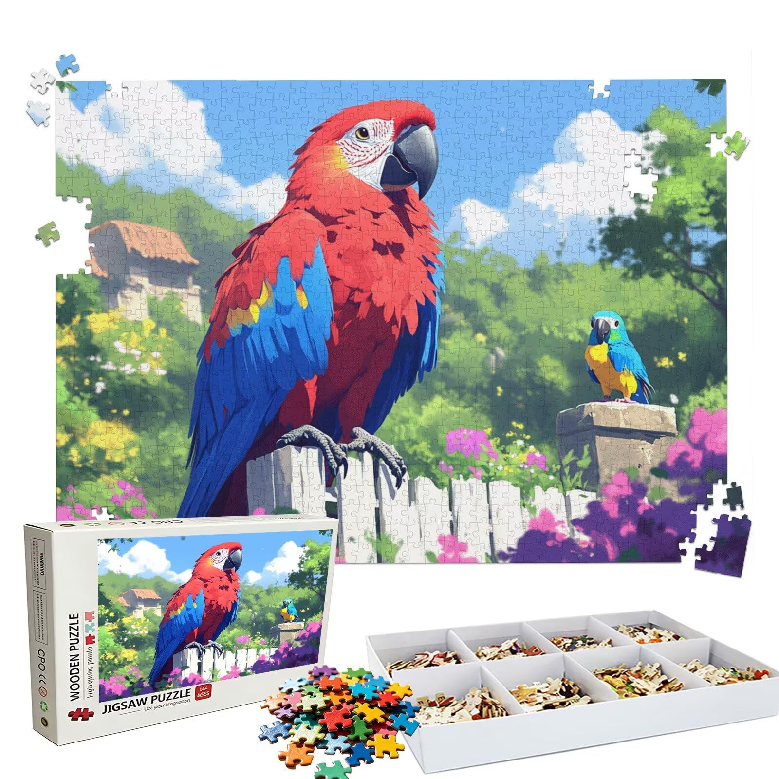 Puzzle 2000 Pezzi cartone animato Pappagallo, Puzzle 2000 Pièces Challenge Impossible, Puzzles 99.5x70.5 cm Taglia Grande Adulti, Giochi Educativo per Famiglie, Decorazioni Casa Regalo W3H-774