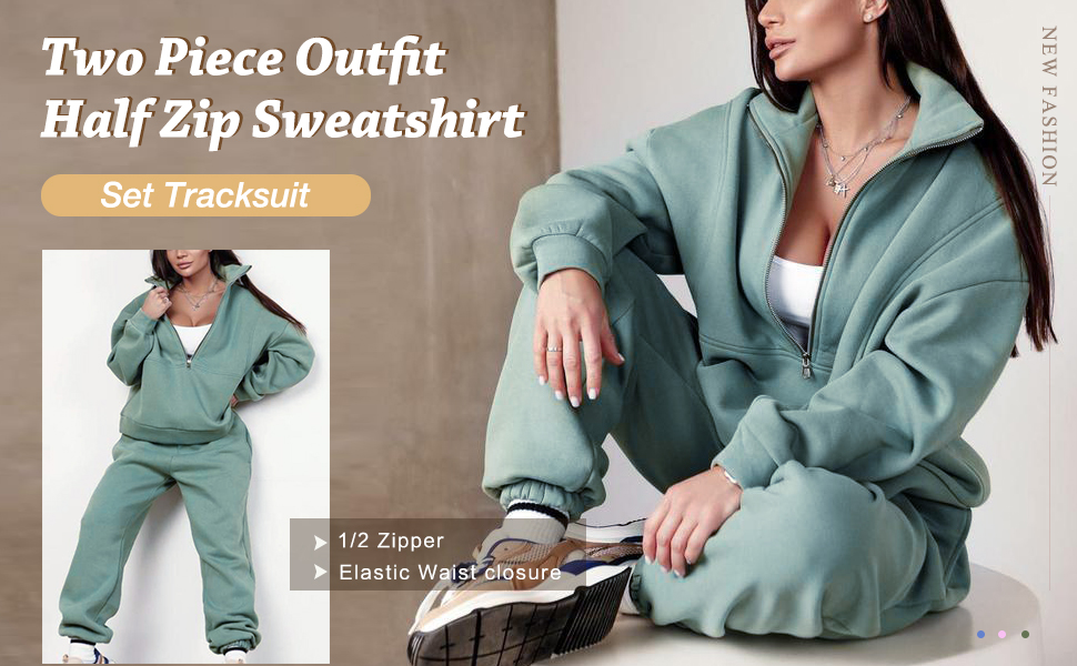 Amazon.com: COZYPOIN Women's Half Zip 2 Piece Outfits Sweatsuit