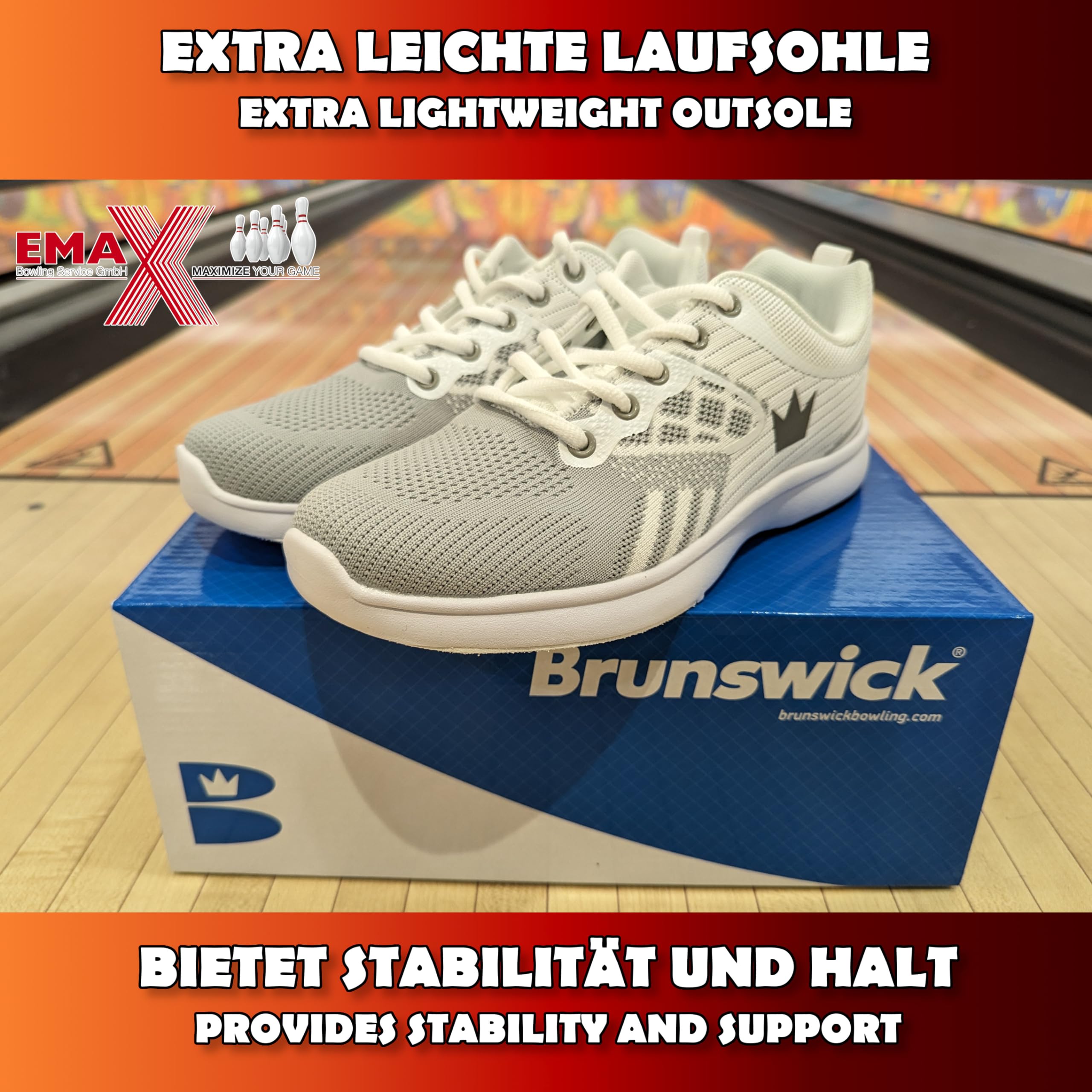 EMAX | Brunswick Bowling-Schuhe für Damen | Frost White | Frauen-Schuh für die Bowlingbahn