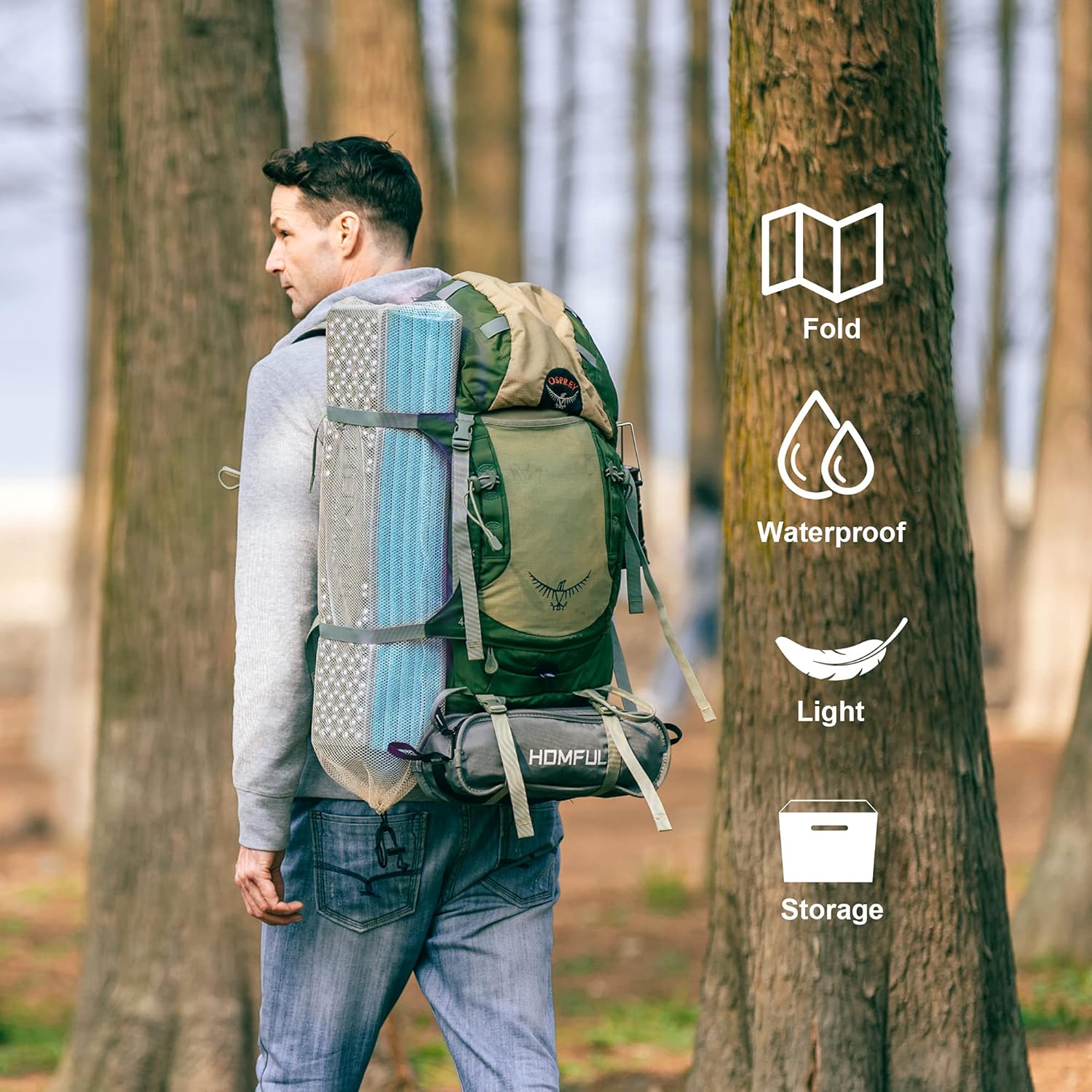 Buy HOMFUL Foam Camping Pads Ultralight Sleeping Mat Folded Foam Closed Cell Sleeping Pad for