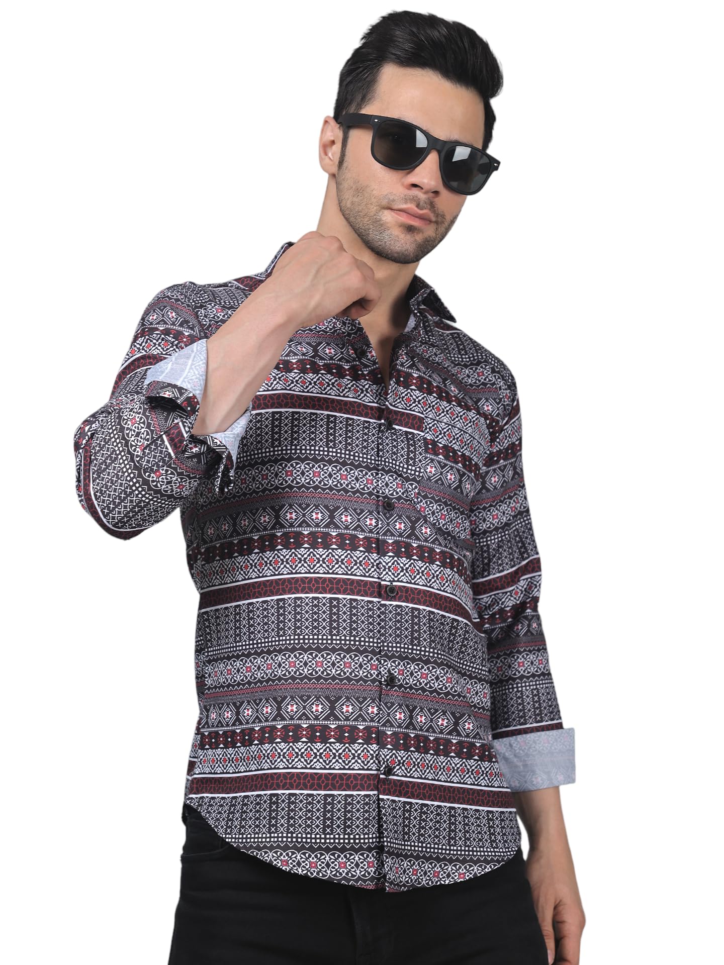 TryBuy Men's Stylish Sensational Linen Casual Printed Full Sleeves Shirt