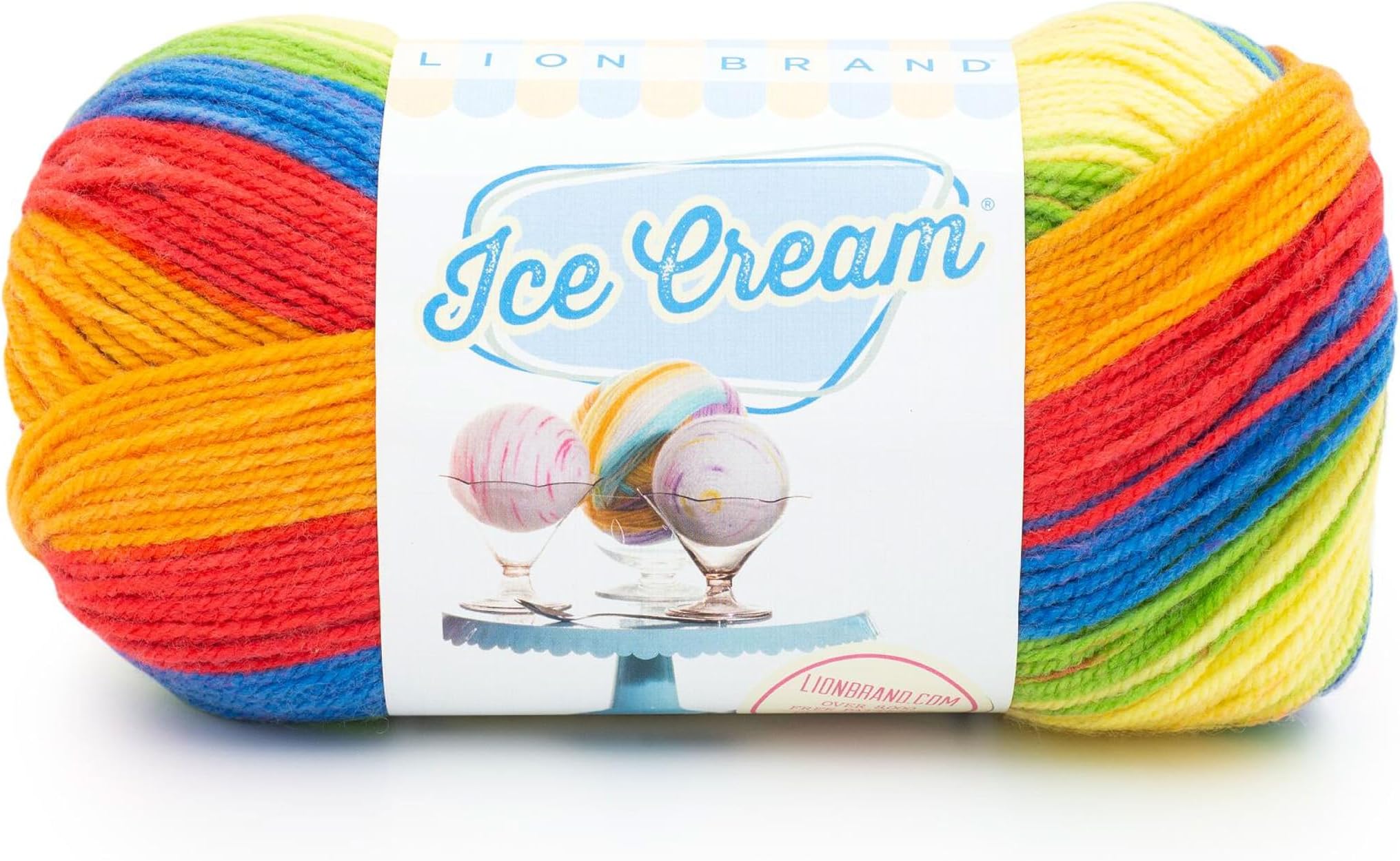 Lion Brand Yarn Ice Cream, DK Weight Acrylic Blend Yarn for Knitting, Crochet, and Crafts, Hokey Pokey, 1 Pack