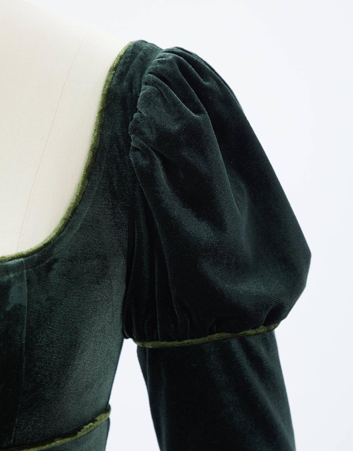 miccostumes Women's Medieval Renaissance Dress Queen Princess Cosplay Costume Empire Style Green Velvet Dress Low Neckline - Image 5