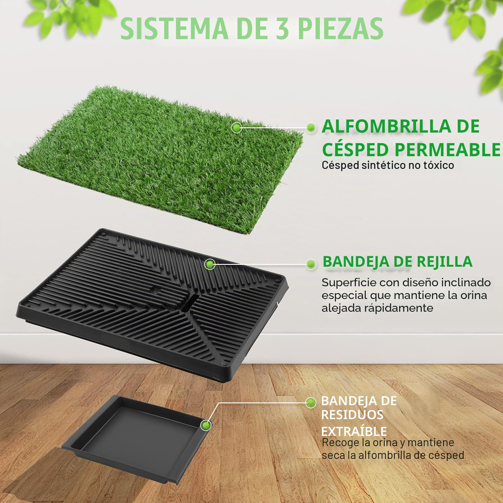 Sailnovo - Inodoro para Perros, Inodoro para Cachorros, Base de Entrenamiento con césped Artificial, 3 Capas, Orinal de Entrenamiento para Perros pequeños, Grandes y Mayores