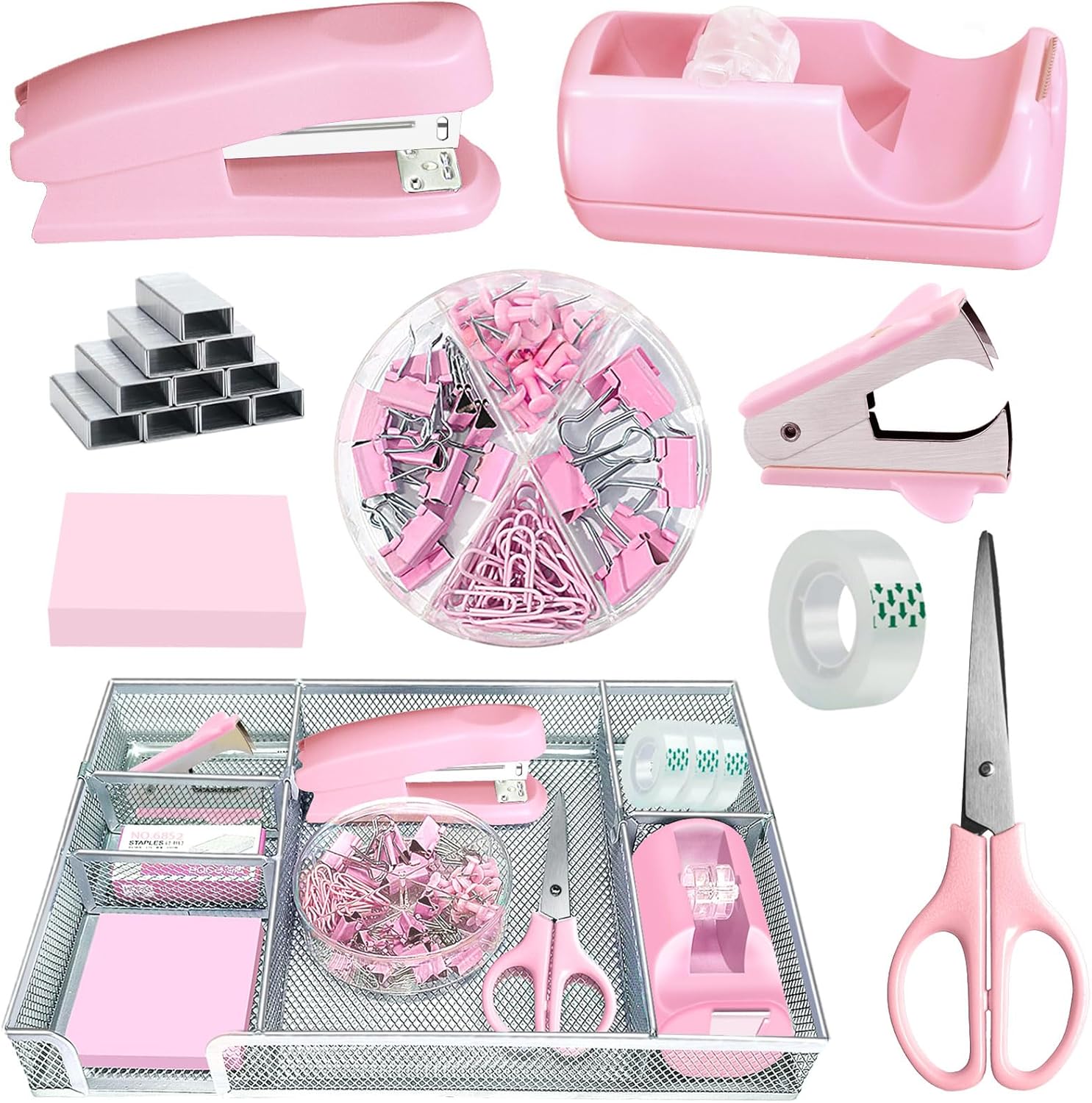 Pink Office Desk Accessories, Pink Office Supplies Set