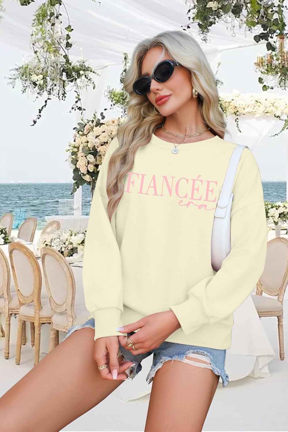 EGELEXY Fiancee Era Sweatshirts Women Bride Shirts Engaged Bachelorette Outfits Long Sleeve Pullover Tops - Image 2
