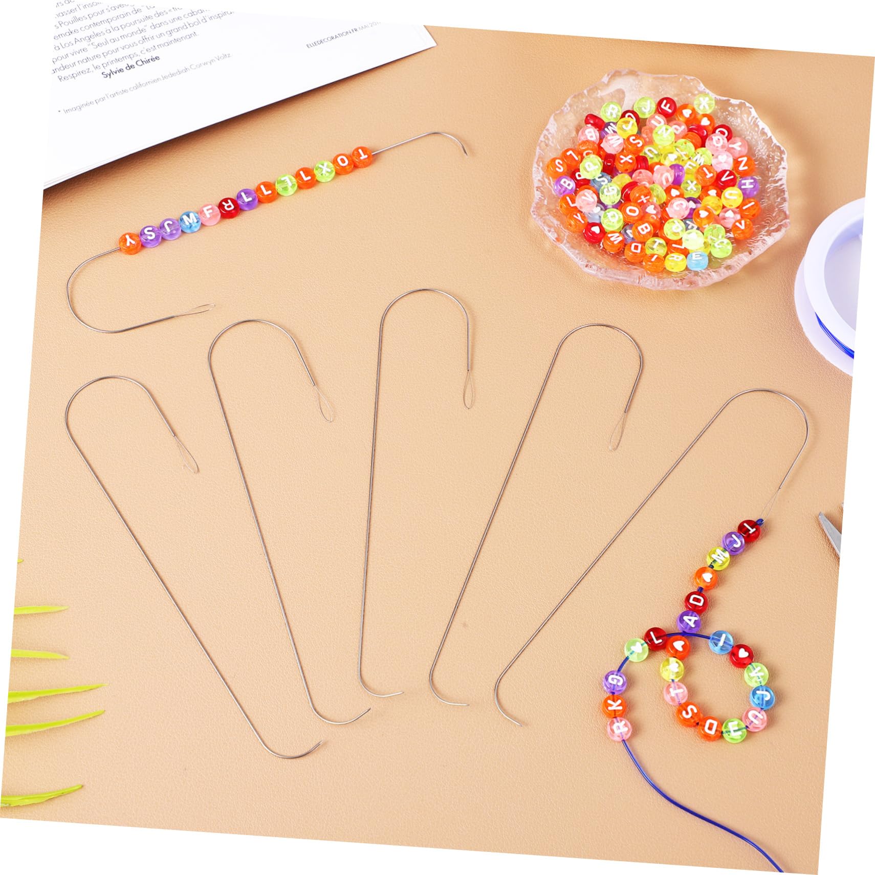 KONTONTY DIY Beads Chain Tool 6 Pack Beading Needles Bead Threader for Jewelry Making Fine Point