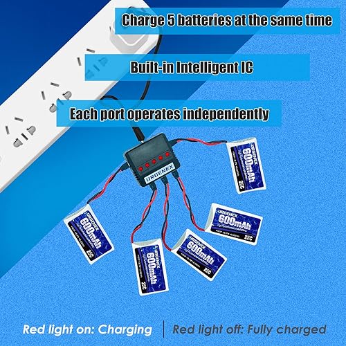 Miniatura 4 de URGENEX 3.7V Lipo Battery 600mah 1S 5PCS Drone Battery with Molex Plug X5 USB Battery Charger for Syma X5C X5C-1 X5 X5SC X5SW H5C V931 S5C S5W SS40