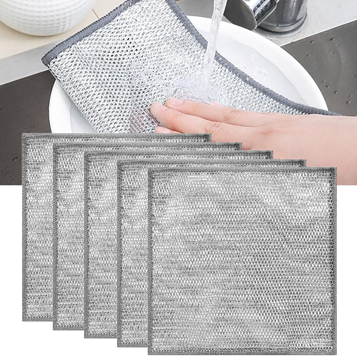 5 Pack Wire Dishwashing Rags Multipurpose Wire