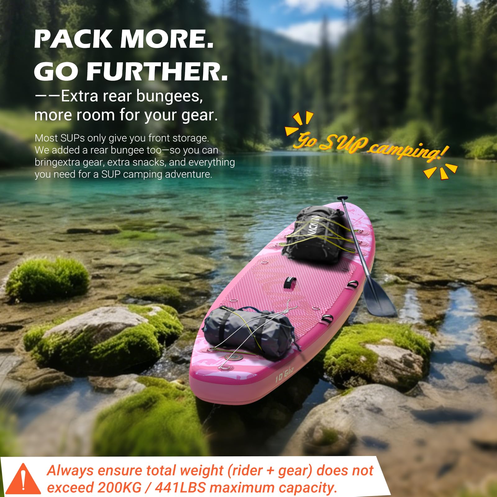 NACATIN Tavola gonfiabile per paddle (rosa)