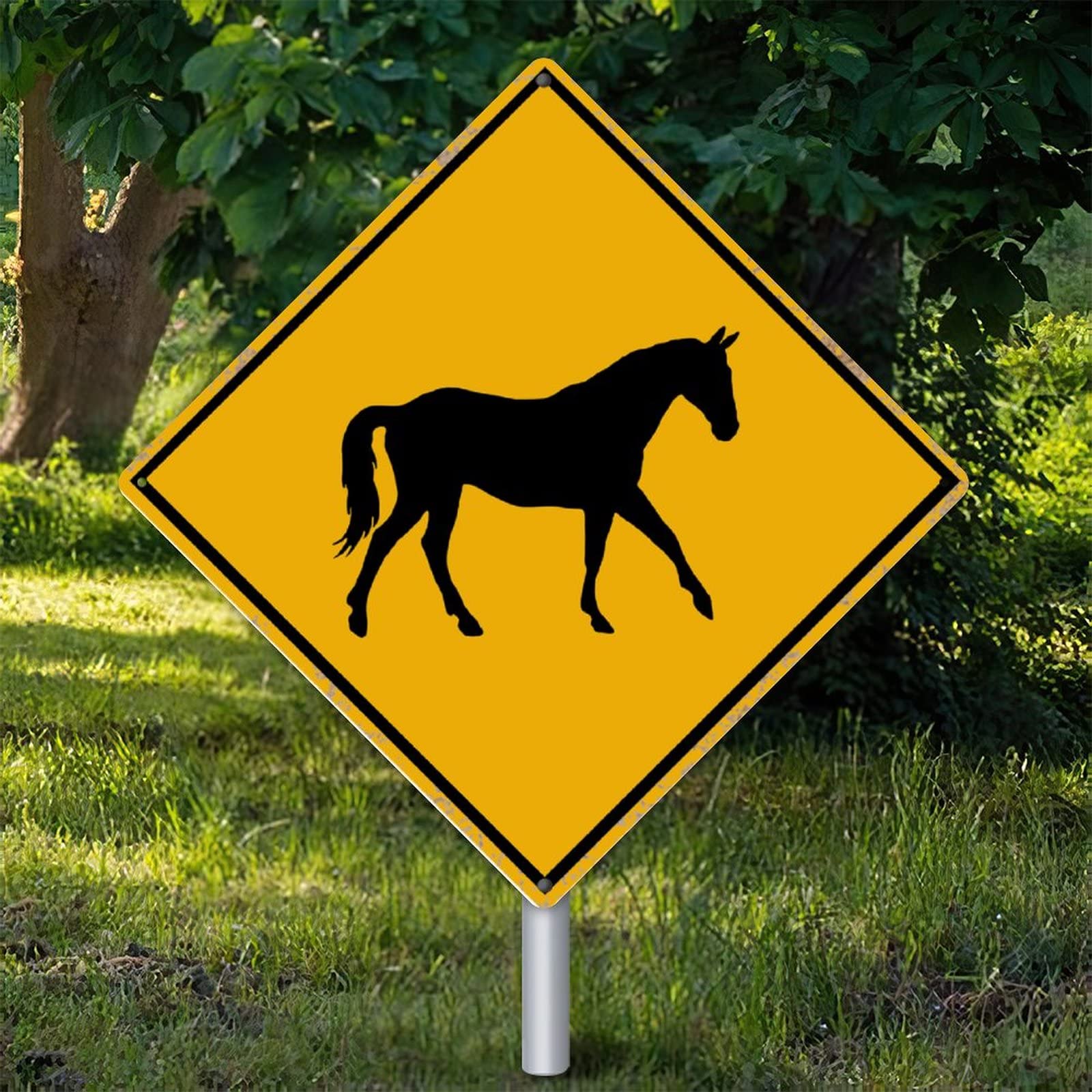 Panneau Horse Xing métallique pour sécuriser les passages de chevaux et décorer les accès