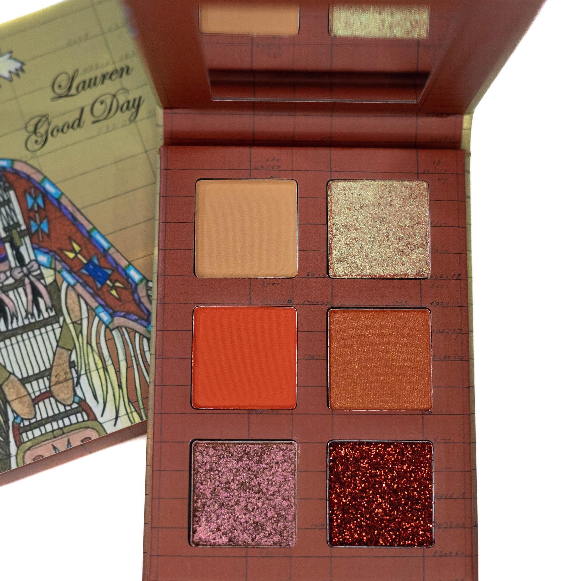 PRADOS BEAUTY Sun Fire Eyeshadow Palette x Lauren Good Day 6 Pan Travel Friendly Eyeshadow Palette with mattes, shimmers, and glitter