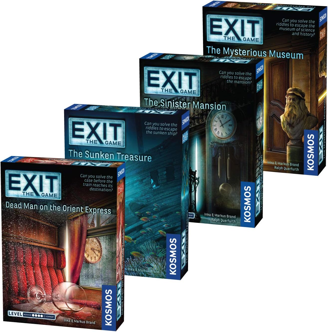 EXIT: The Game 4-Pack Escape Room Bundle | Season 3 | Dead Man on the Orient Express | Sinister Mansion | Sunken Treasure | Mysterious Museum | Family-Friendly, Cooperative Game | 1 to 4 Players