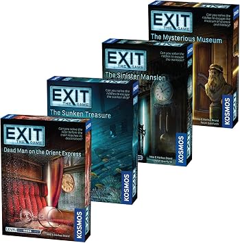 EXIT The Game 4-Pack Escape Room Bundle | Season 3 | Dead Man on the Orient Express | Sinister Mansion | Sunken Treasure | Mysterious Museum | Family-Friendly, Cooperative Game | 1 to 4 Players