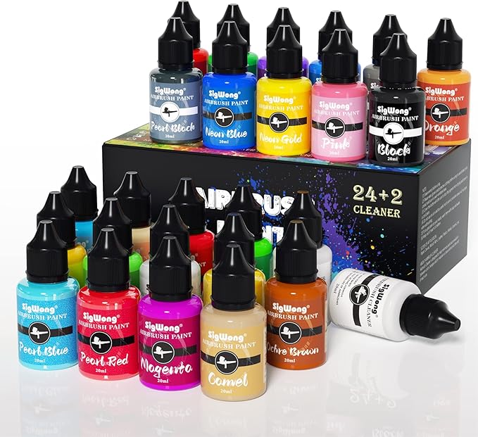 Airbrush Paint Set, 24 Colors Airbrush Paint with 2