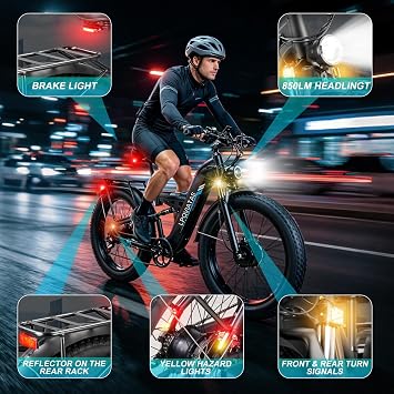8000W-Peak-Dual-Motor-Electric-Bike for Adults 52V 30Ah 47-50MPH 100Miles | Full Suspension Electric Bike,Smart Light & Adjustable Stem,LPQVIATAS 26*4.0 AWD Fat Tire Bicycle Mountain Snow Sand