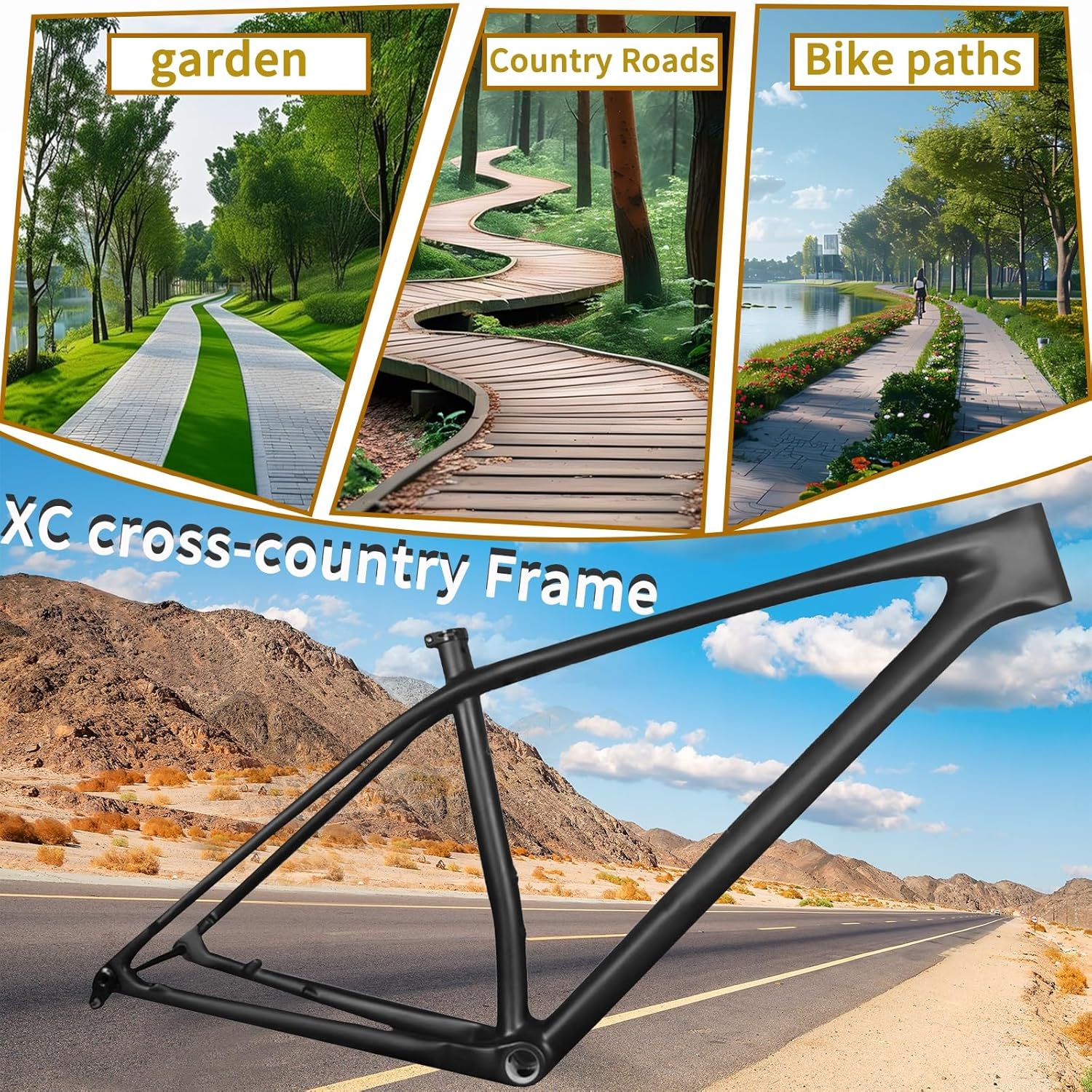 29er Mountain Bike Frames Carbon Fiber Disc Brake Mountain Bike Frame 15''/17''/19'' Thru Axle 12×148mm Boost XC Hardtail Frame Routing Internal BSA 73 Mm