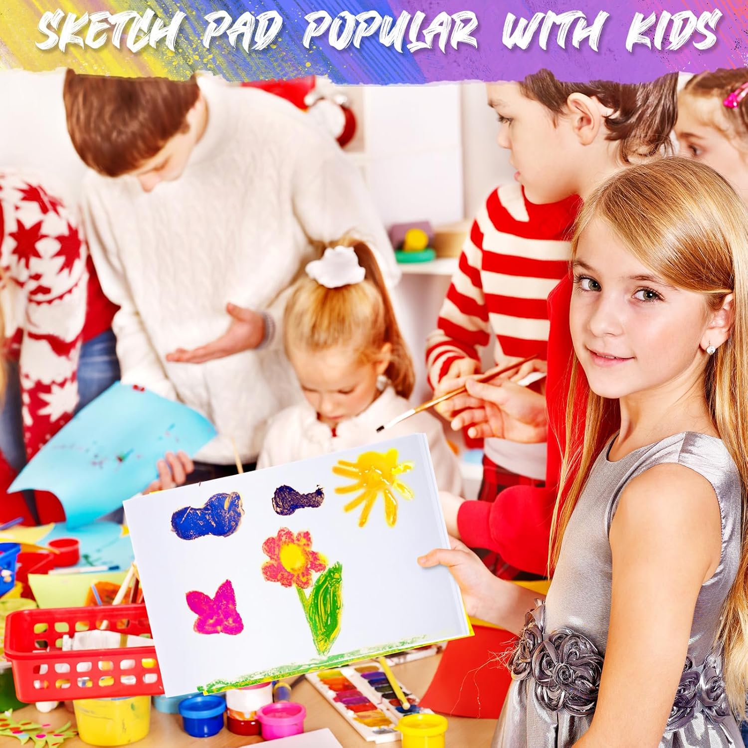 Fulmoon 4 Pcs Doodle Drawing Paper Pad for Kids 30 Sheets Drawing Paper Coloring Sketch Book Art Supplies for Kids Teens Adults Crayons School Office, 6 x 9 Inch