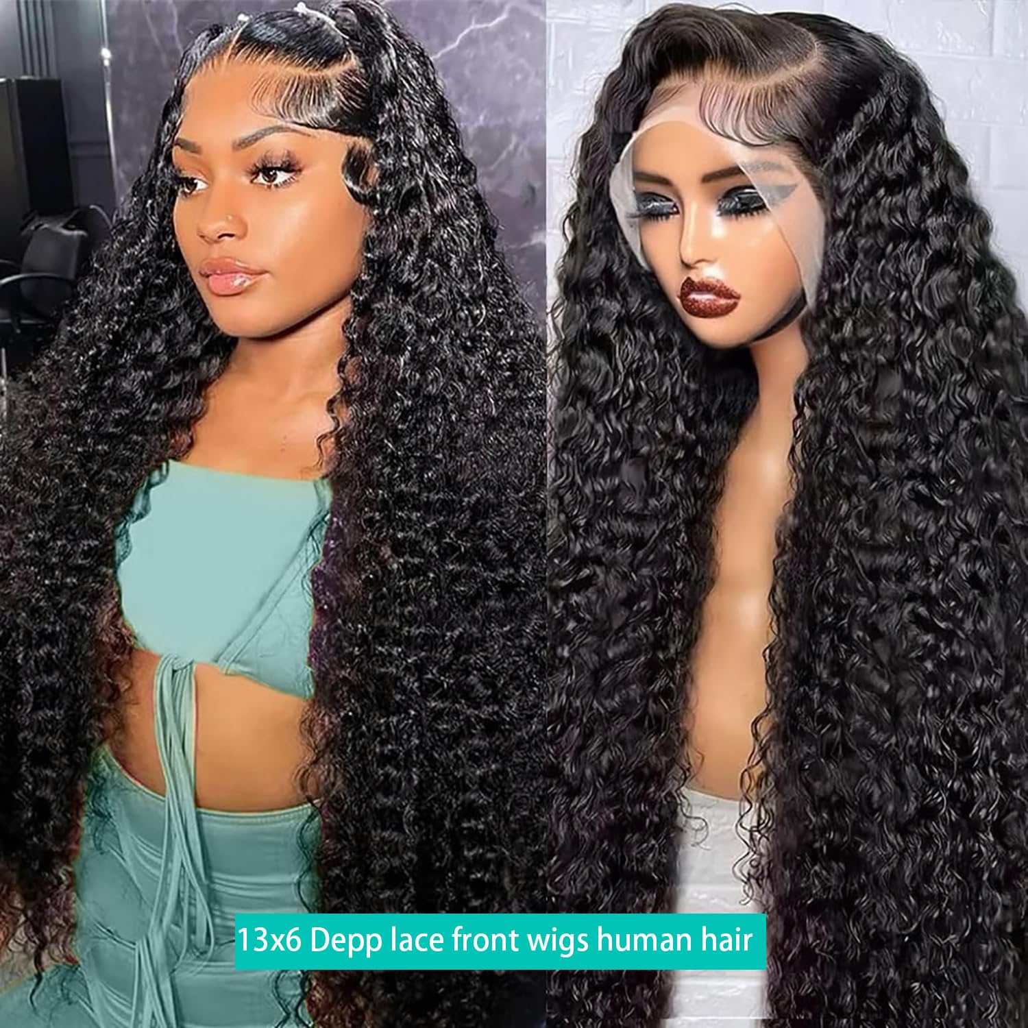 13x6 Lace Front Human Hair Wig 24 Inch Deep Wave Glueless Pre Plucked ABBETEY 24 13x6 Lace Front Body Wave HD Human Hair Wig for  main image 4