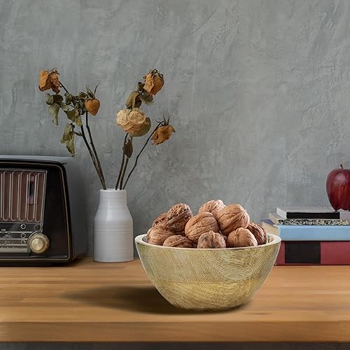 Miniatura 3 de Mela Artisans Ensaladera pequeña de madera de 6 pulgadas, cuenco para servir frutas, cereales, aperitivos y mezcla, cuencos decorativos para cocina