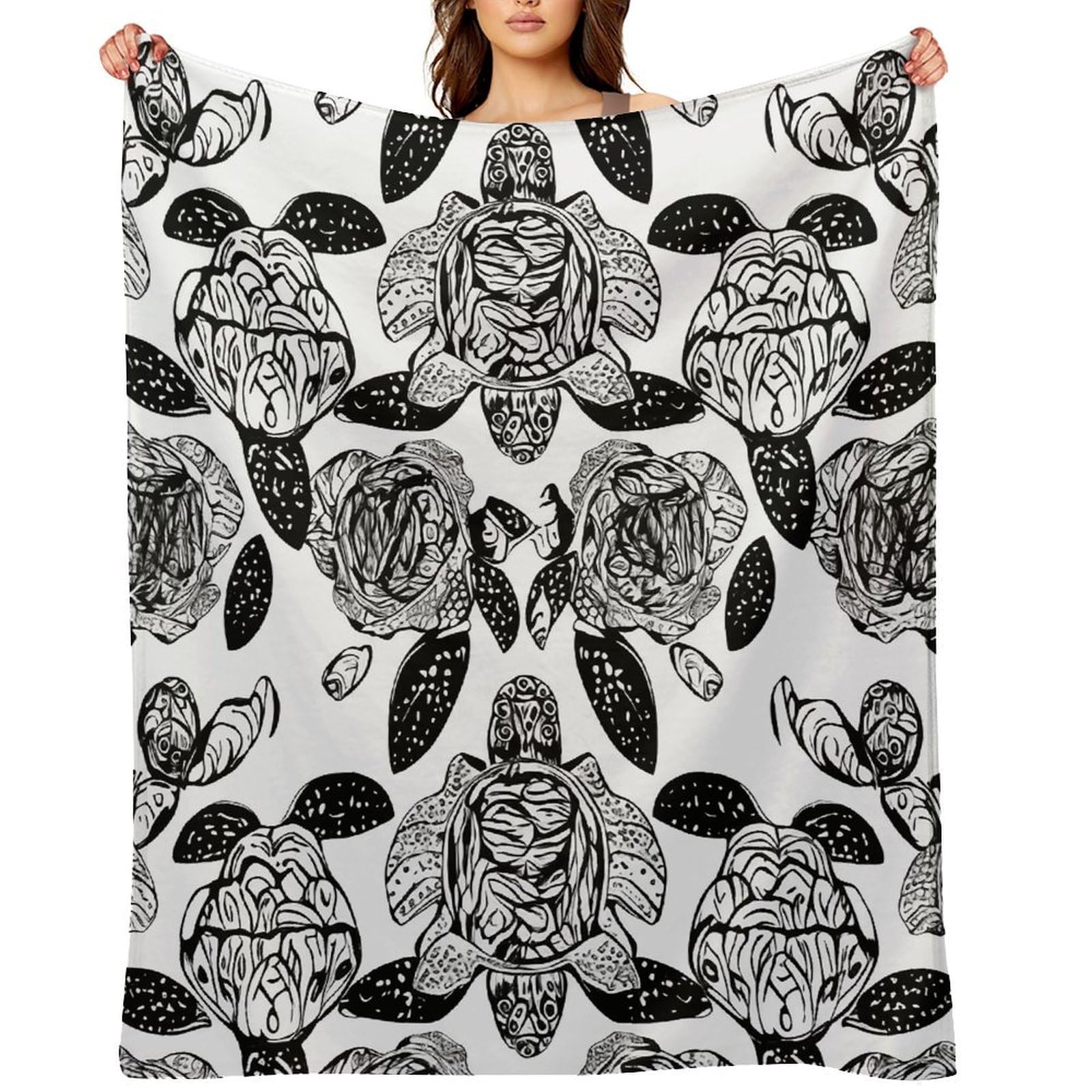Flannel Fleece Throw Blanket - 60"x80" Super Soft Plush,Lightweight Wrinkle Resistant Cozy Animals Sea Turtles Blanket for Couch Sofa Bed Travel Camping and Gift