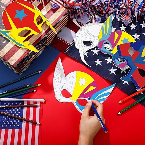 Miniatura 4 de Sosation 72 máscaras de héroe para colorear tu propio héroe, máscaras de papel para manualidades, regalo de grafiti en blanco con cuerdas para