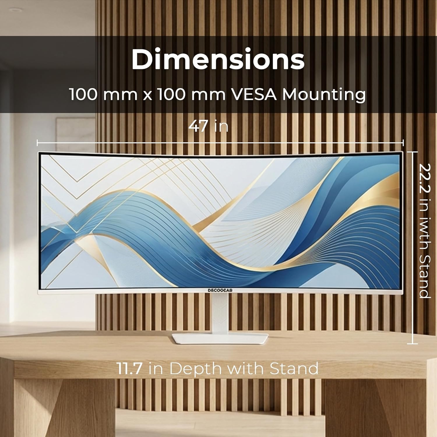 Deco Gear 49" Curved Ultrawide 5K Gaming Monitor, 32:9, 120 Hz, 101% NTSC 100% sRGB, USB-C 65W, Adjustable, Home Office and Entertainment Workstation - Exclusive White Edition 8 81 s+cSSfmL. AC SL1500