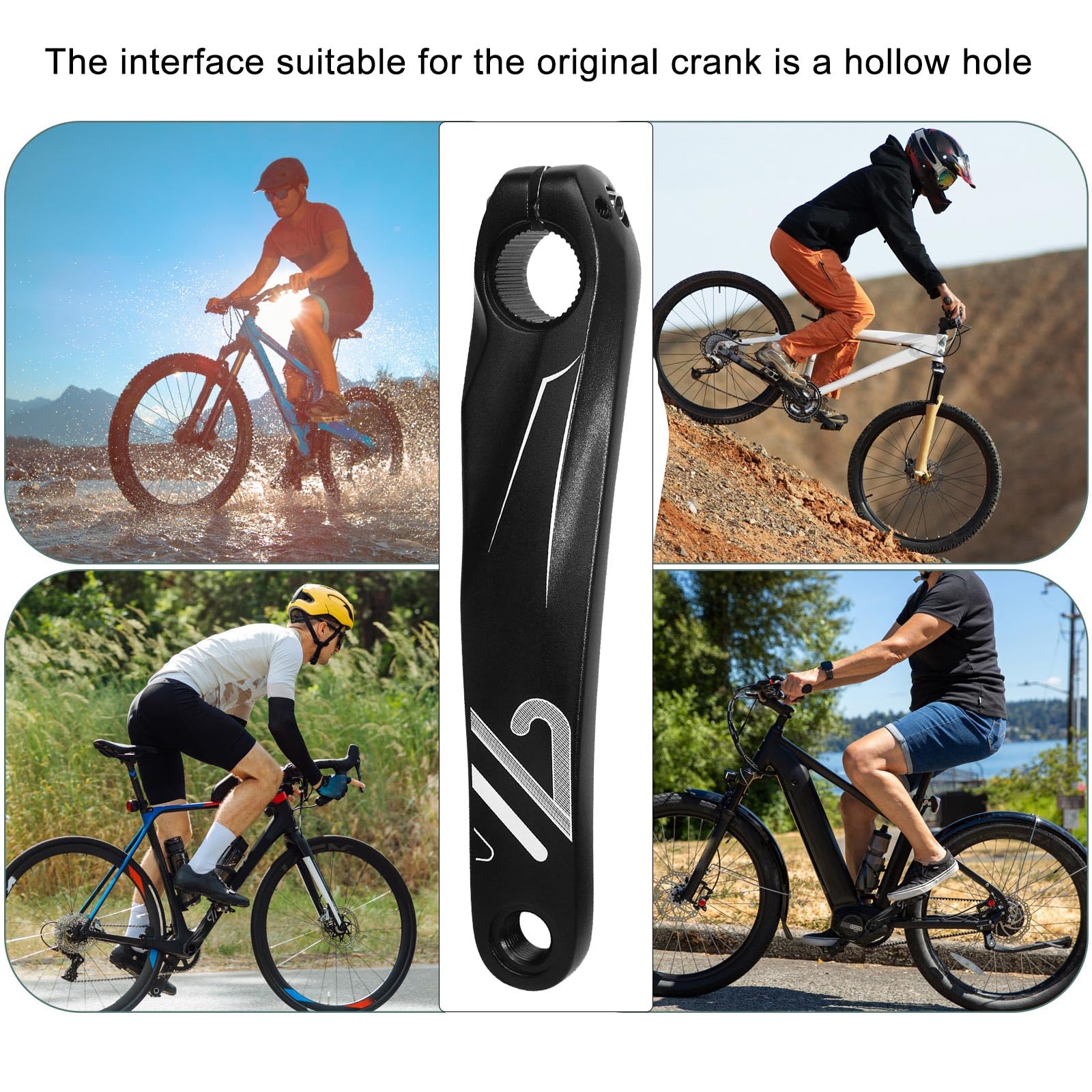 Pedivella sinistra per biciclette, quadrata/rombo/scanalature, manovella per bici elettrica in lega di alluminio, facile da usare