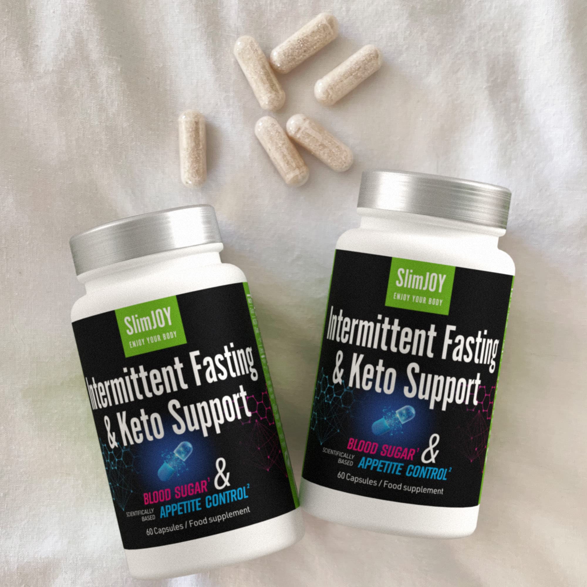 Abnehmen – Intermittent Fasting und Keto Support – 3000 mg Glucomannan aus der Konjac-Wurzel, 300 mg Garcinia Cambogia und Chrom – 180 Kapseln – mit Kostenloser E-Book-Ratgeber – SlimJOY Sensilab