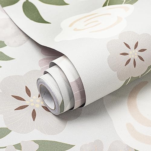 Miniatura 2 de Papel de contacto floral de peonía blanca de camelia para estantes, papel tapiz autoadhesivo para estanterías, película decorativa de vinilo para