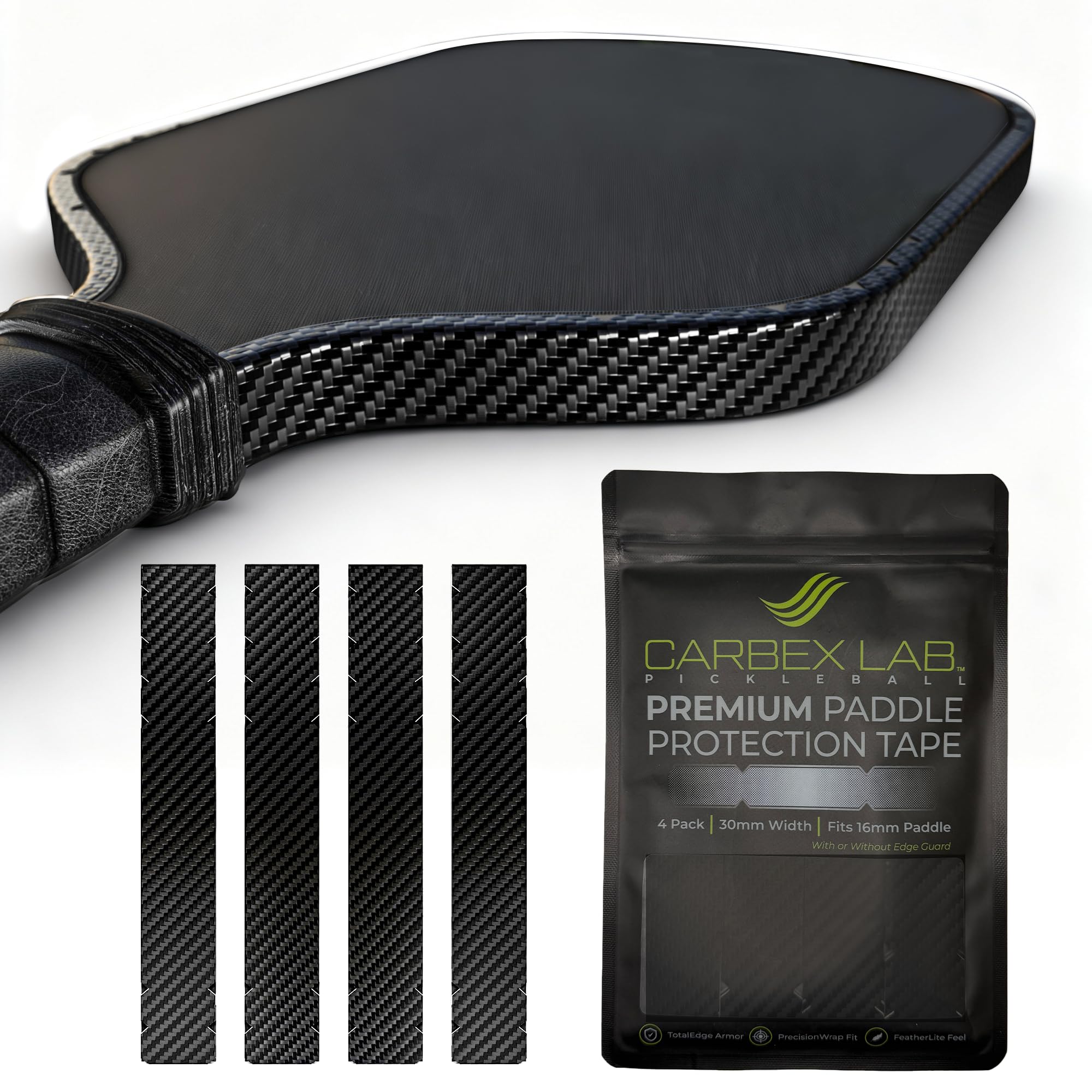 Pickleball Edge Guard Tape – Carbon Black – 30mm Width for 16mm Paddle – 4-Pack PU Vinyl Strips – Durable Edge Wrap, Wrinkle-Free Shield, Court-Safe Accessory-image-45
