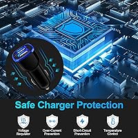 Vista 4 de Car Charger iPhone, 5Pack 2.4A 12V USB Adapter Car Cigarette Lighter USB Charger Car Plug for iPhone 17 16e 16 15 14 13 12 11 SE XR XS X 8 7